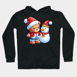 Cute Christmas Bear and his Snowman Kawaii Hoodie